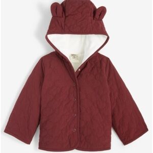 Burgundy Quilted Jacket with Bear Ears NWT